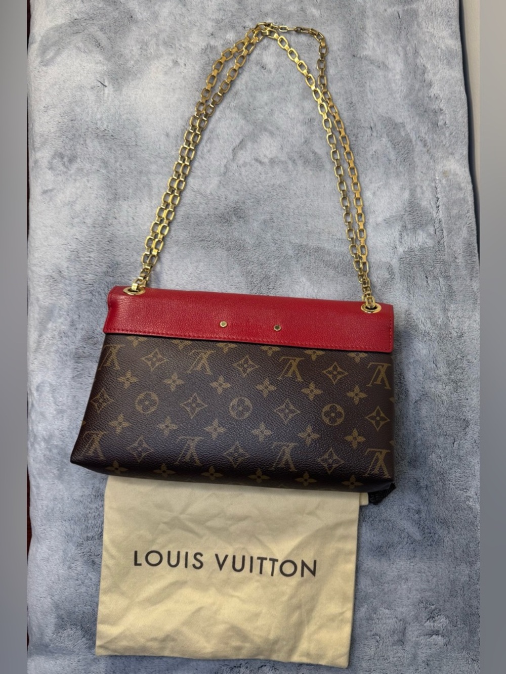 Louis Vuitton Pallas Chain Monogram Red Leather Shoulder Bag - Picture 6 of 17